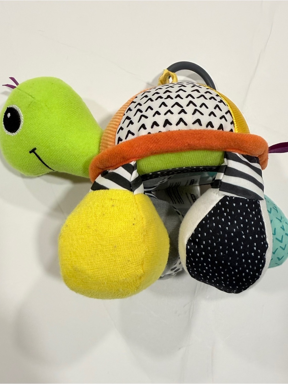 Infantino Turtle Crinkle Rattle Mirror Play Colorful Hanging Plush Baby Toy - Picture 4 of 5